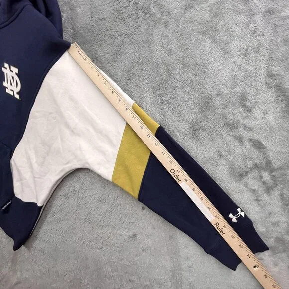 Notre Dame Fighting Irish Hoodie Mens Large Blue White Gold Under Armour Iconic - Picture 8 of 15